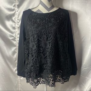 Adrianna Papell Black Lace Sweatshirt